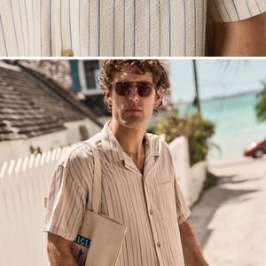 Men's Beige Striped Casual Shirt